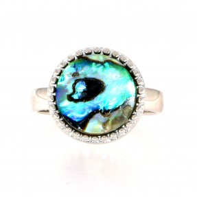 Stainless Steel Alaisallah Mother of Pearl Round Ring